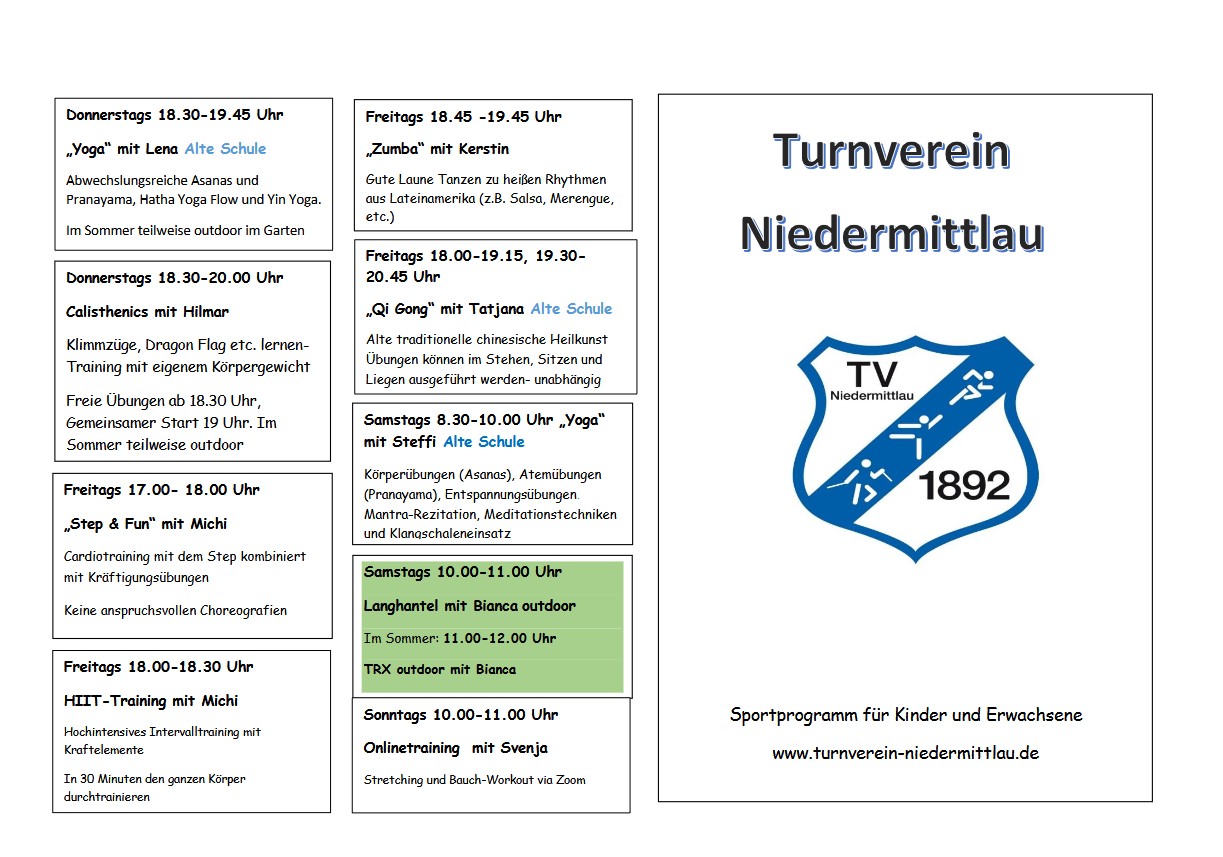 Flyer Wochenplan Aussenseite