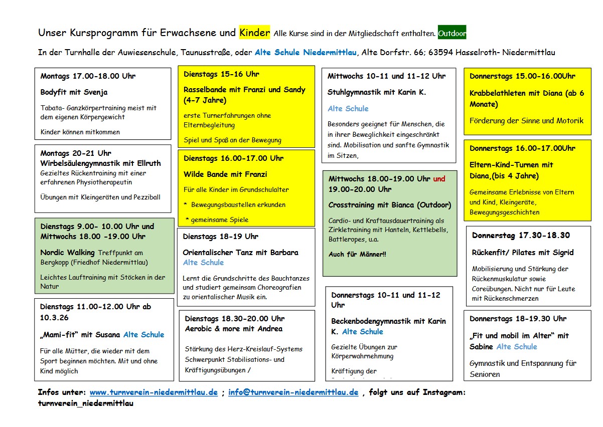 Flyer Wochenplan Innenseite